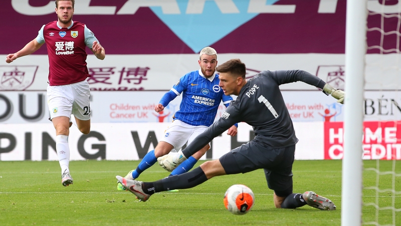 Aaron Connolly struck his third goal of the season with a superb individual strike at Turf Moor