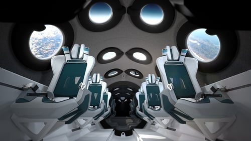 The cabin of the SpaceShipTwo features 12 windows and 16 cameras