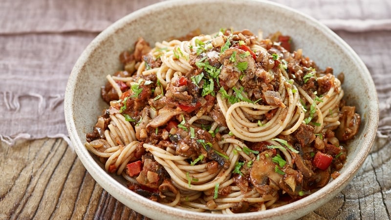 Mushrooms and walnuts are a tasty and a hearty substitute for meat in this plant-based ragu recipe.