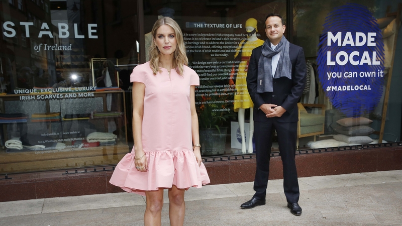 Tánaiste Leo Varadkar and Actor and Author Amy Huberman at launch of Made Local campaign