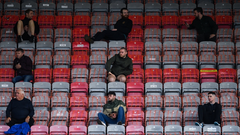 Bohs director Luke O'Riordan (top right) social distancing at last Friday's friendly clash with Longford
