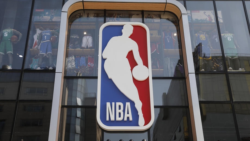 The NBA logo outside a store in Beijing, China