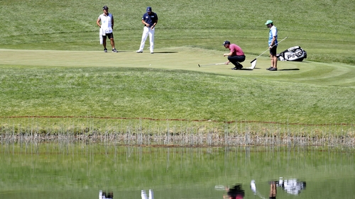 Seamus Power lines up a putt during the first round of the Barracuda Championship