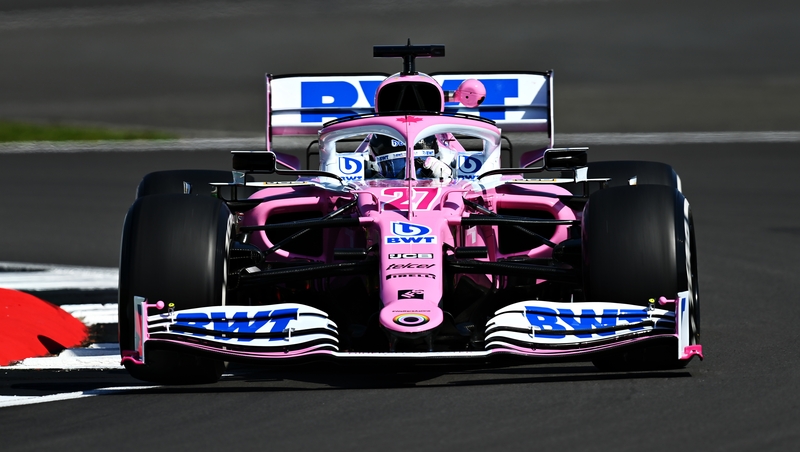 Nico Hulkenberg of Germany driving the (27) Racing Point around Silverstone