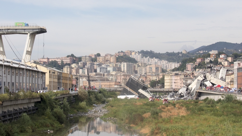 The remains of the Morandi motorway bridge (File image)