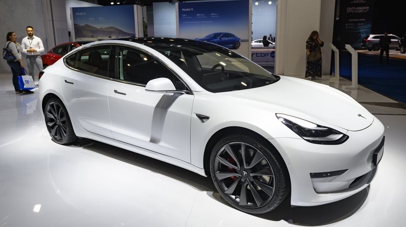 Not up your street (yet): the Tesla Model 3 which is fitted with a full self-driving system. Photo: Sjoerd van der Wal/Getty Images