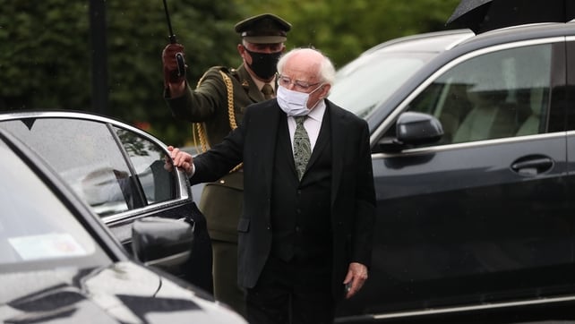 President Michael D Higgins arrives at John Hume's funeral