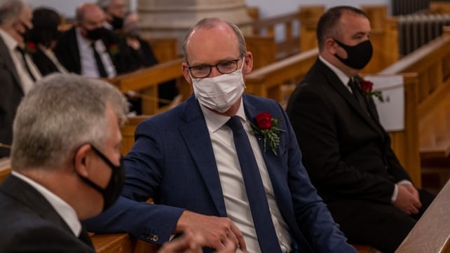 Minister for Foreign Affairs Simon Coveney speaks to Northern Ireland Secretary of State Brandon Lewis