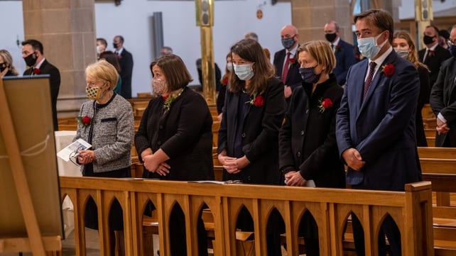 John Hume's family during his funeral service