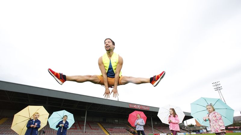 Young representatives Daire (7), Rian (9) Alannah (13) Síomha (6) & Aodhla (3) from The Ark & Dublin Fringe's 'A Rain Walk' with dancer Oran Leong, who performs in Croí Glan's 'Tilt' at this year's Fringe