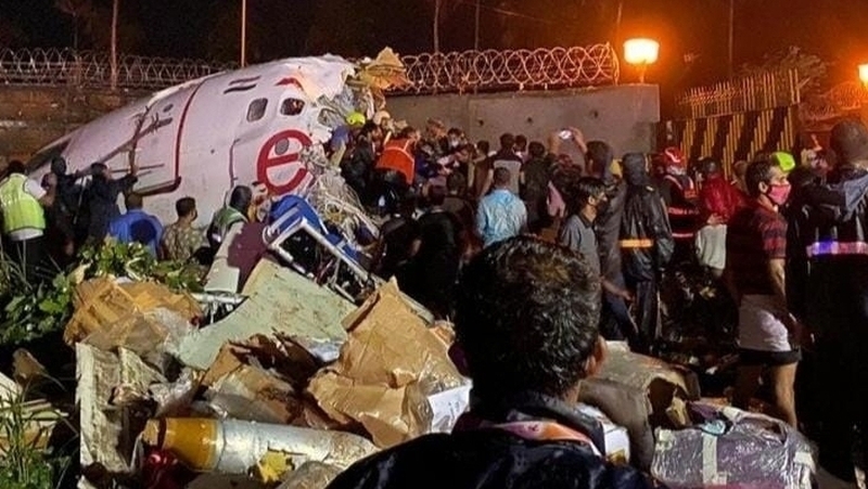 Pictures from the scene show part of the fuselage of the jet ripped apart