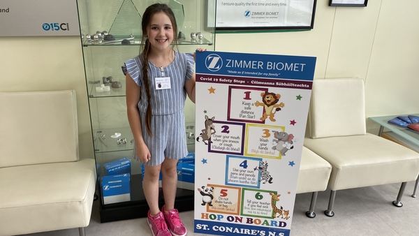 Sadhbh O'Donovan, 11, helped design a sign with six steps to stay safe at school