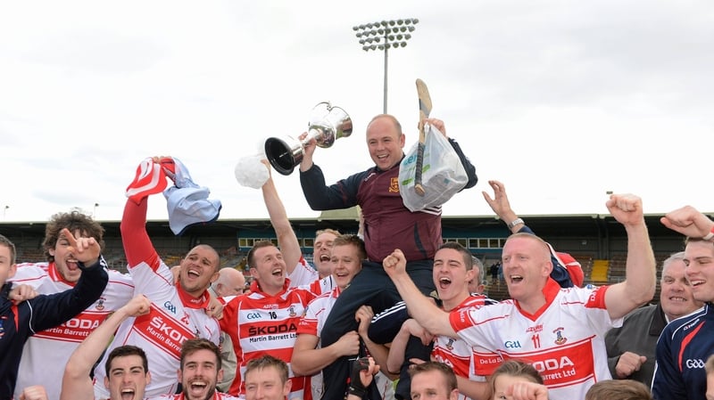 Derek McGrath celebrating county final success as De La Salle manager in 2012