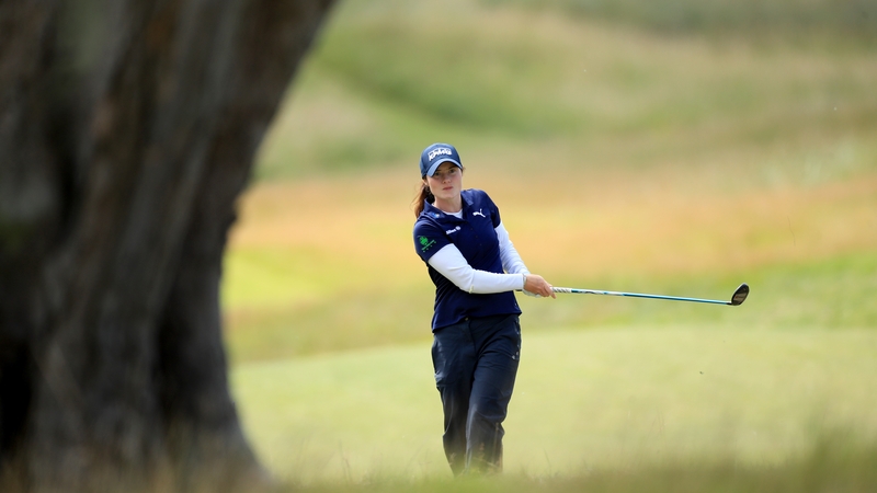 Leona Maguire plays her second shot on the 11th hole