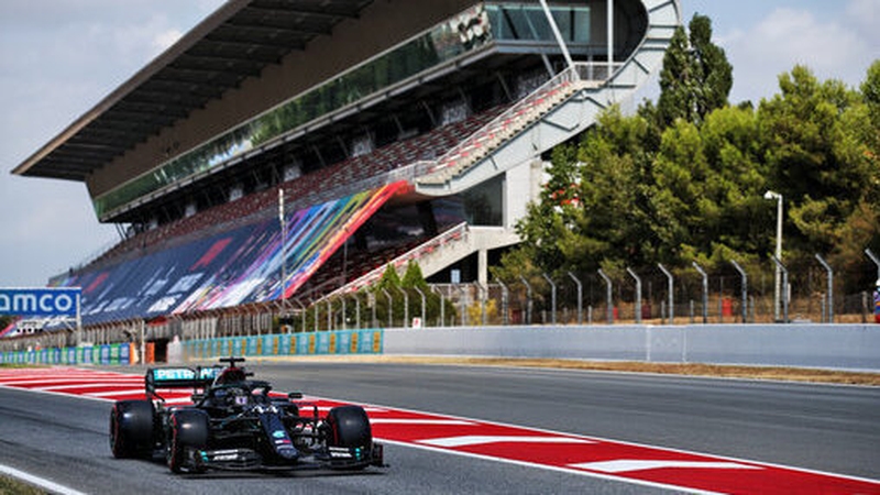 Hamilton in his Mercedes at Circuit de Catalunya.