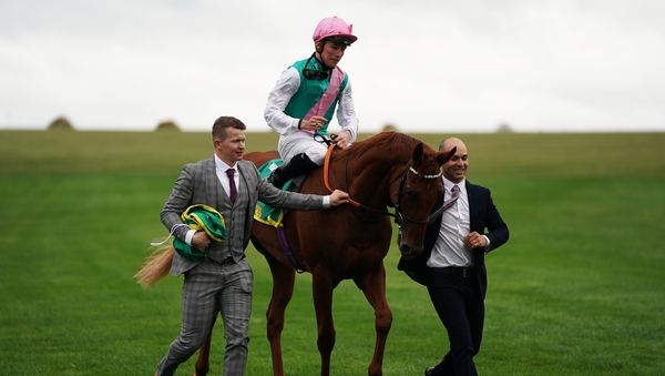 Quadrilateral after winning the Fillies' Mile at Newmarket