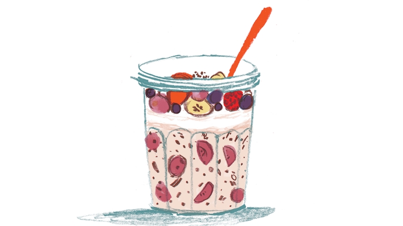 "You prepare it the night before, in jars so you can eat it on the go the next day."