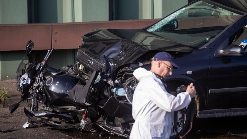 A forensic expert at the scene on the motorway in Berlin