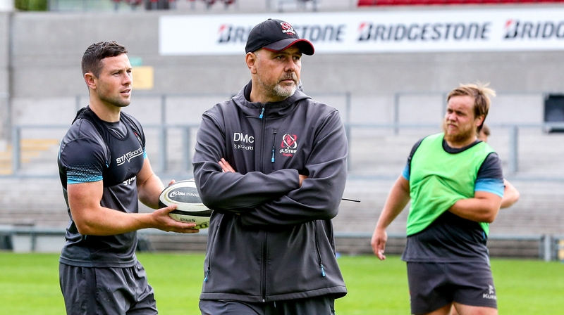 Head coach Dan McFarland, centre, John Cooney, left, and Kyle McCall in early August