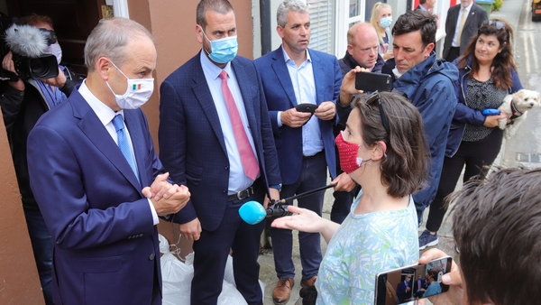 Micheál Martin was confronted by a teacher on the streets of Skibbereen this afternoon