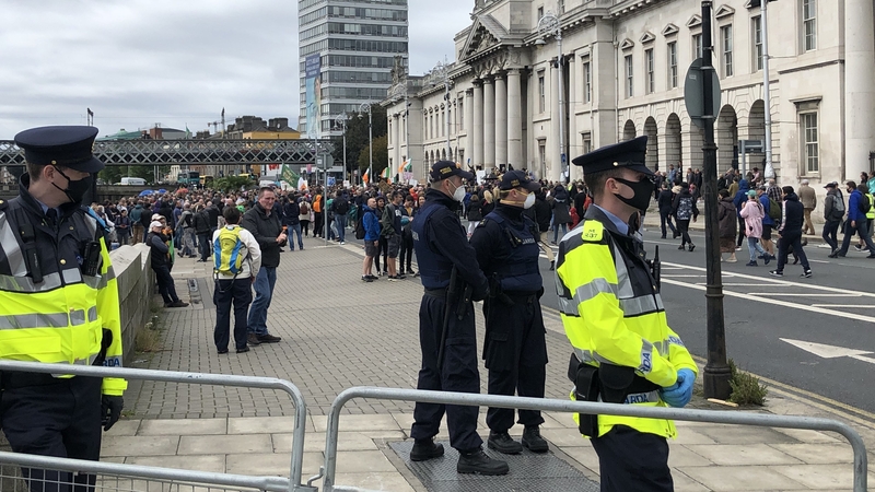 Custom House Quay in Dublin where protest took place this afternoon