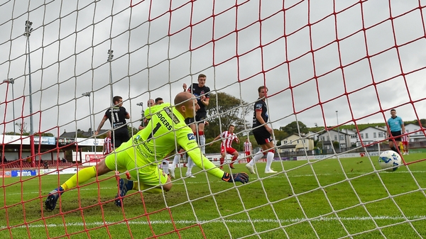 Regan Donelan opens the scoring at the Showgrounds