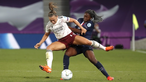 McCabe battles for possesion with Kadidiatou Diani
