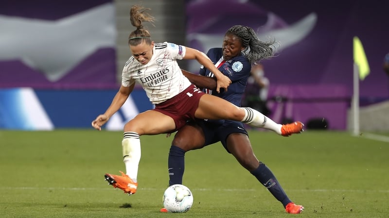 McCabe battles for possesion with Kadidiatou Diani