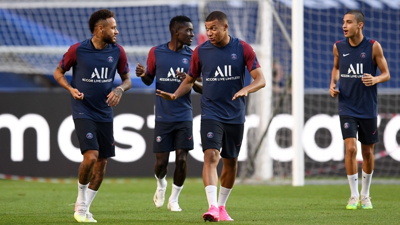 Kylian Mbappe and his PSG team-mates train at the Estadio da Luz ahead of Champions League final