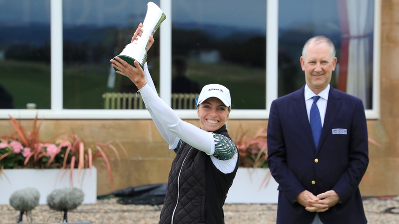 Sophia Popov celebrate her unlikely victory at Royal Troon