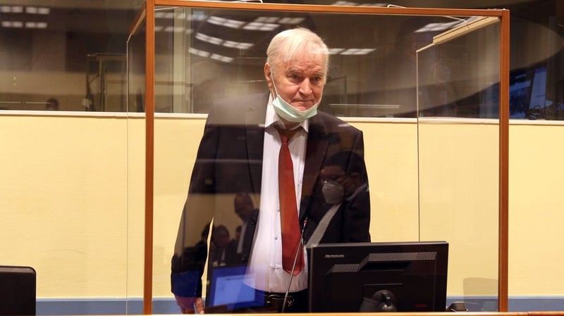 Ratko Mladic in court in The Hague this morning