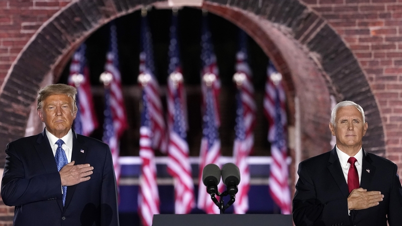 US President Donald Trump and Vice President Mike Pence at the Republican National Convention in Baltimore, Maryland