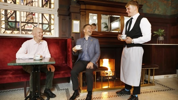 Three generations of the Campbell family (L-R) Paddy, Cól and Felix at the reopening of the Bewley's Grafton Street