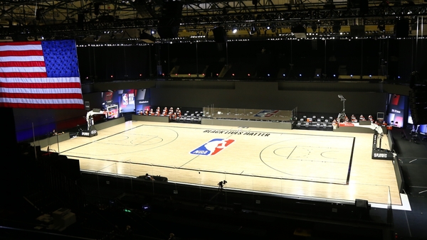 An empty court at the NBA's bubble in Disney World, Florida this week