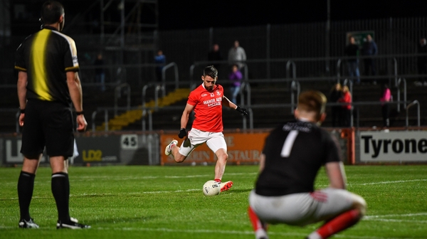 Mattie Donnelly converts a penalty for Trillick