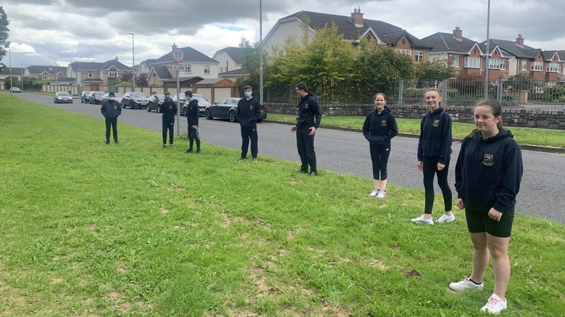 Some of the students at Confey College in Leixlip which has been left without a school bus service
