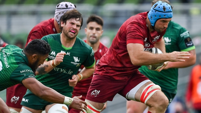 Tadhg Beirne returned from the sin bin to score one of Munster's seven tries