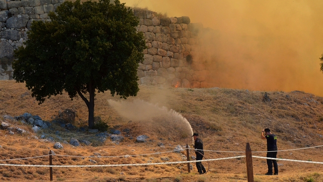 The fire started near the tomb of Agamemnon, the king of Mycenae who was killed during the Trojan War, according to local media