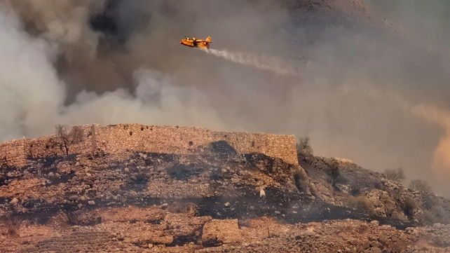 A force of 27 firefighters, a ground team and eight fire engines, assisted by two aircraft and a helicopter, are working to put out the blaze