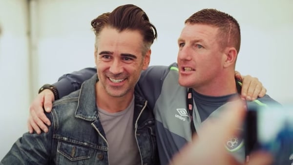 Actor Colin Farrell, Homeless Street Football ambassador, pictured with Tucker in Street Leagues