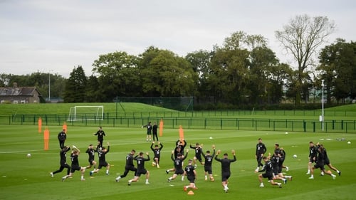 The squad training this morning at Abbotstown before flying out