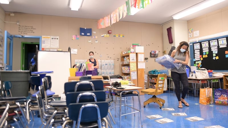 School teachers preparing classrooms in Yung Wing School in New York last week