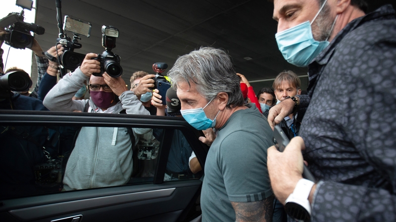 Jorge Messi (C) arriving at El Prat Airport in Barcelona today