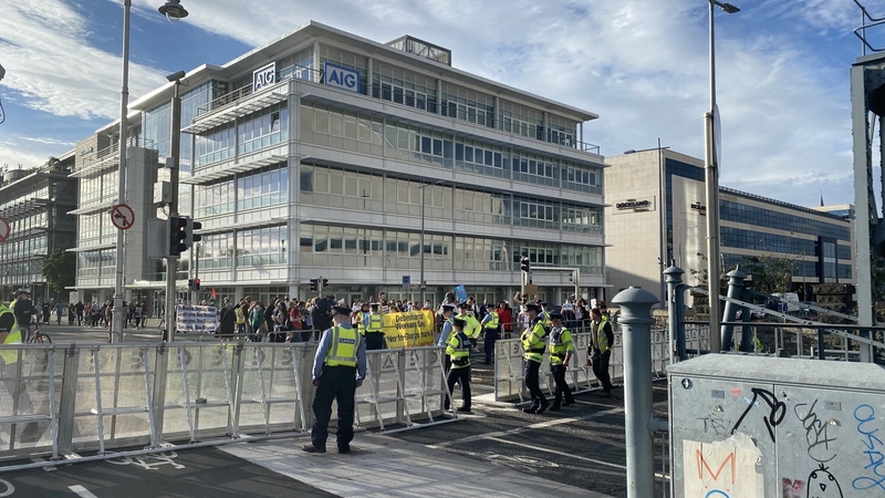 Former Debenhams workers marched from Henry Street in Dublin to the Convention Centre