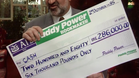 Paddy Power cheque for £286,000.