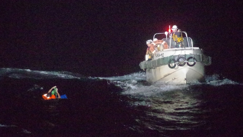 Japan's coast guard said it had rescued one crew member