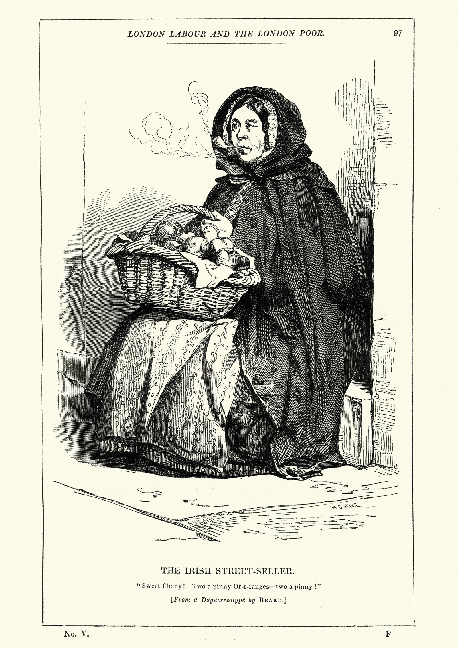 The Irish Street-Seller from Henry Mayhew's famous account of Victorian London 'London Labour and the London Poor.' Mayhew calculated that in 1861 the Irish made up a third of the fruit sellers in London. Source: Getty Images