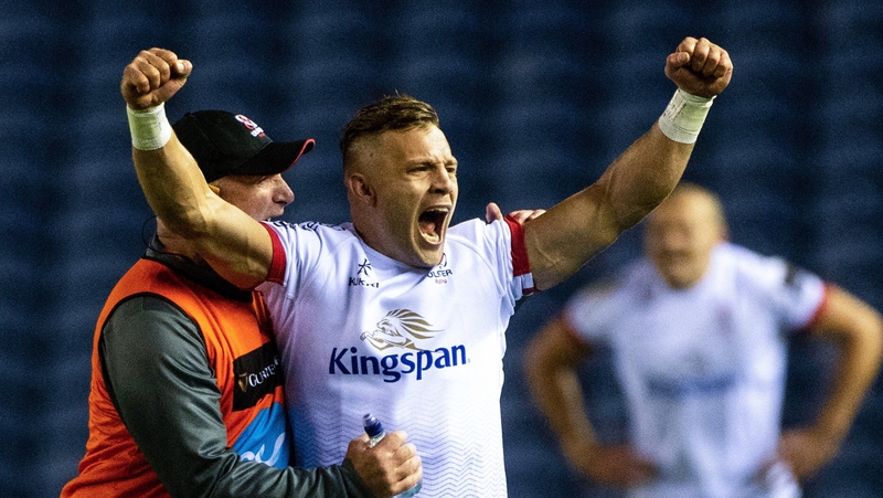 Ian Madigan celebrates Ulster's dramatic win against Edinburgh
