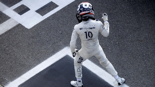 Pierre Gasly celebrates winning the Italian Grand Prix