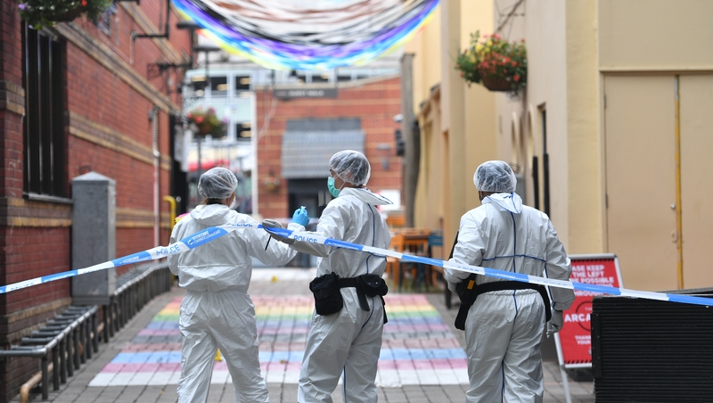 The area is cordoned off by police as the investigation continues